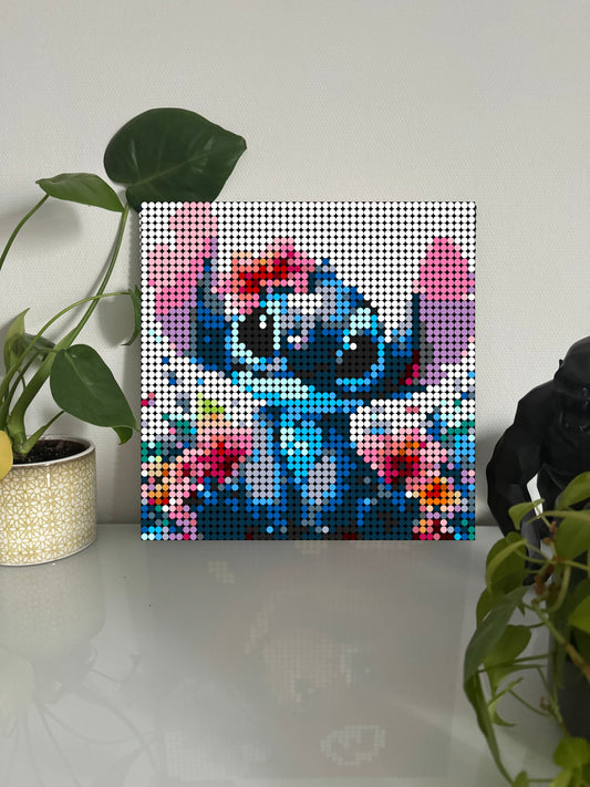 Stitch Floral  – 2 304 pièces  - 38,4 × 38,4 cm -  Art Mural - compatible LEGO®