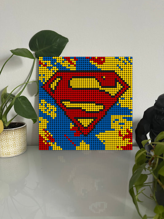 Logo Superman Pop Art - Film – 2 304 pièces  - 38,4 × 38,4 cm -  Art Mural - compatible LEGO®