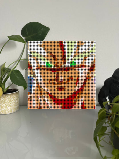 Son Goku Super Saiyan - Dragon ball Z - DBZ –  2 304 pièces  - 38,4 × 38,4 cm -  Art Mural - compatible LEGO®