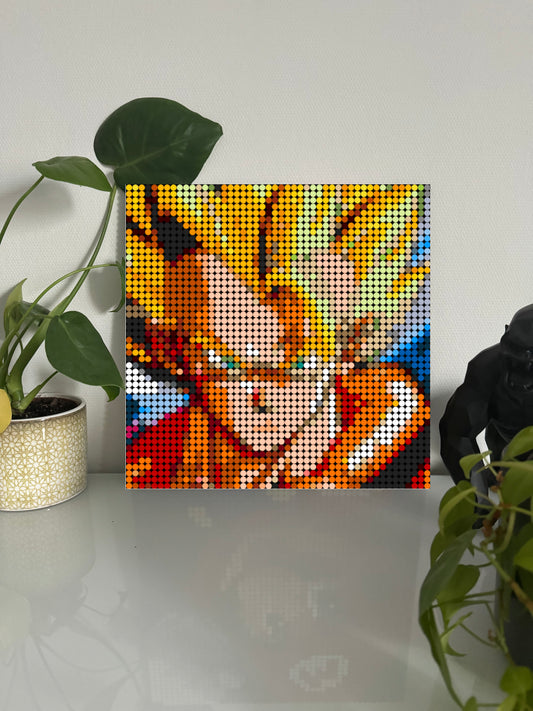 Son Goku Super Saiyan - Dragon ball Z - DBZ –  2 304 pièces  - 38,4 × 38,4 cm -  Art Mural - compatible LEGO®