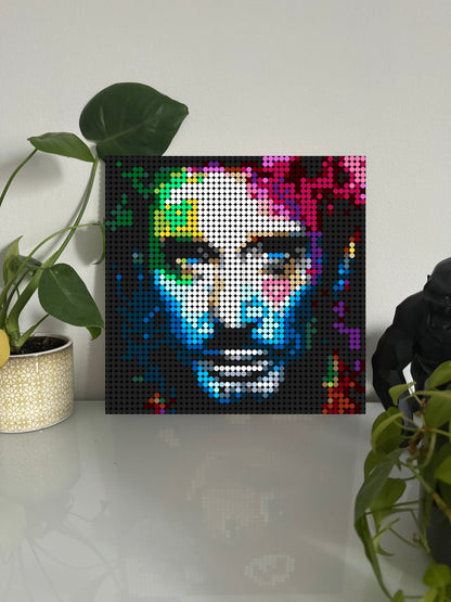 Johnny Hallyday - Pop Art – 2 304 pièces  - 38,4 × 38,4 cm -  Art Mural - compatible LEGO®