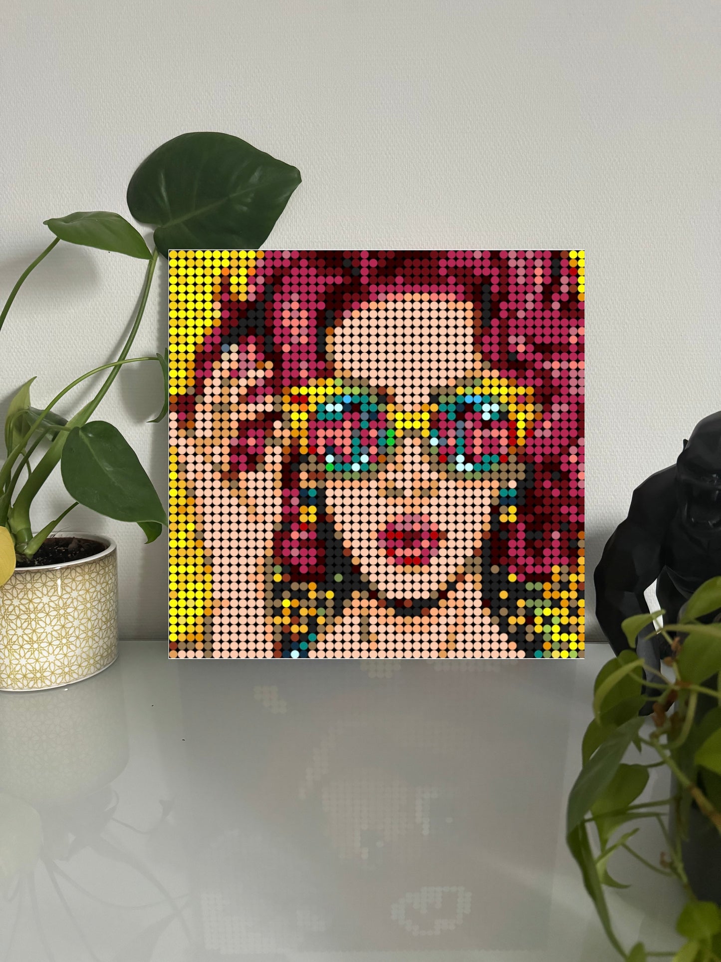 Portrait Féminin - Pop art  – 2 304 pièces  - 38,4 × 38,4 cm -  Art Mural - compatible LEGO®