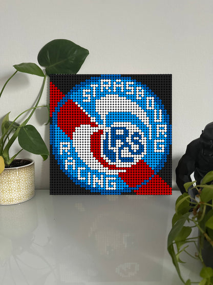 RCSA - Strasbourg - Foot  – 2 304 pièces  - 38,4 × 38,4 cm -  Art Mural - compatible LEGO®