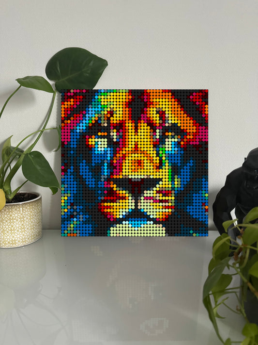 Lion - Pop Art – 2 304 pièces  - 38,4 × 38,4 cm -  Art Mural - compatible LEGO®