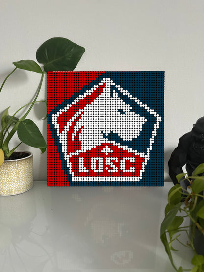 LOSC Lille Rouge et Bleu - Foot – 2 304 pièces  - 38,4 × 38,4 cm -  Art Mural - compatible LEGO®