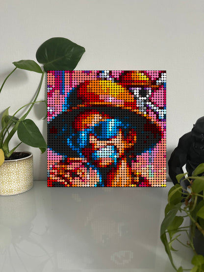 Luffy Pop Art - One piece – 2 304 pièces  - 38,4 × 38,4 cm -  Art Mural - compatible LEGO®