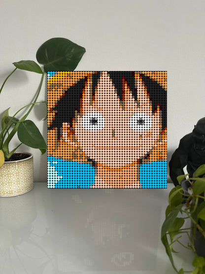Luffy - One piece – 2 304 pièces  - 38,4 × 38,4 cm -  Art Mural - compatible LEGO®