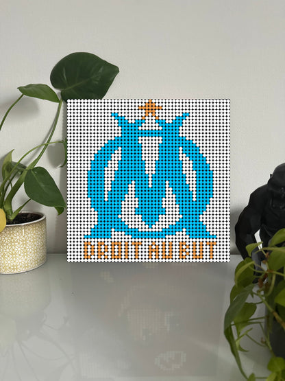 Olympique de Marseille (OM) fond blanc - Foot  – 2 304 pièces  - 38,4 × 38,4 cm -  Art Mural - compatible LEGO®