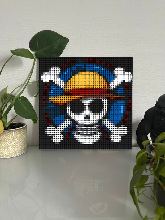 Emblème des Mugiwara - One Piece – 2 304 pièces  - 38,4 × 38,4 cm -  Art Mural - compatible LEGO®