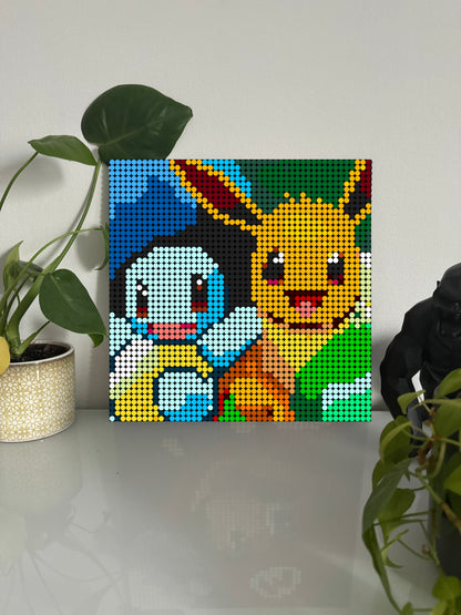Carapuce et Évoli - Pokémon – 2 304 pièces  - 38,4 × 38,4 cm -  Art Mural - compatible LEGO®