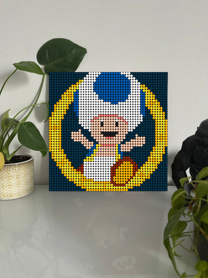 Toad bleu - Super Mario – 2 304 pièces  - 38,4 × 38,4 cm -  Art Mural - compatible LEGO®