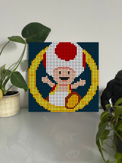 Toad Rouge - Super Mario – 2 304 pièces  - 38,4 × 38,4 cm -  Art Mural - compatible LEGO®