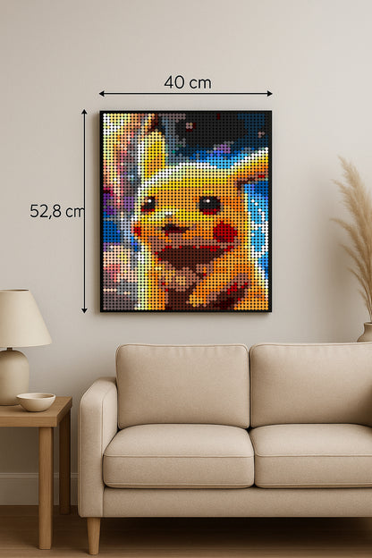 Pikachu - Pokémon – 3 072 pièces  - 40 × 52,8 cm -  Art Mural - compatible LEGO®