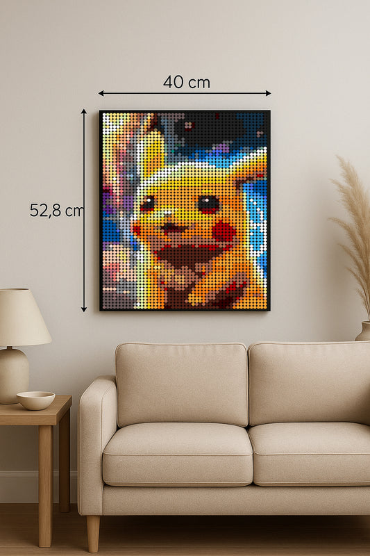 Pikachu - Pokémon – 3 072 pièces  - 40 × 52,8 cm -  Art Mural - compatible LEGO®