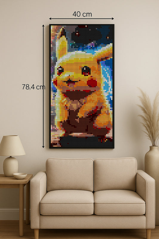 Pikachu - Pokémon – 4 608 pièces  - 40 × 78,4 cm -  Art Mural - compatible LEGO®