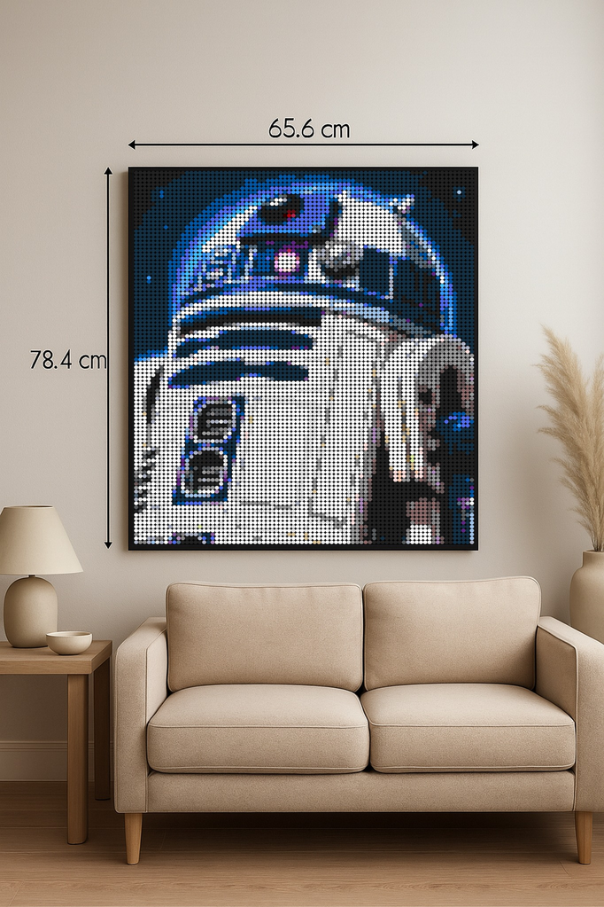 R2-D2 Bleu – 7 680 pièces  - 65,6 × 78,4 cm -  Art Mural - compatible LEGO®