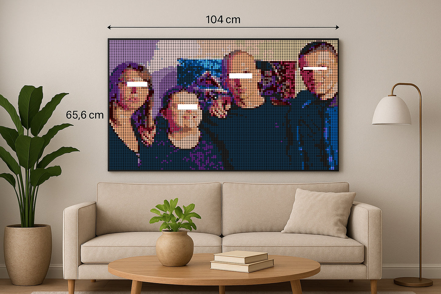 Cadre Personnalisé Family 4 personnes - XXL – 10 240 pièces  - 65,6 × 104 cm -  Art Mural - compatible LEGO®