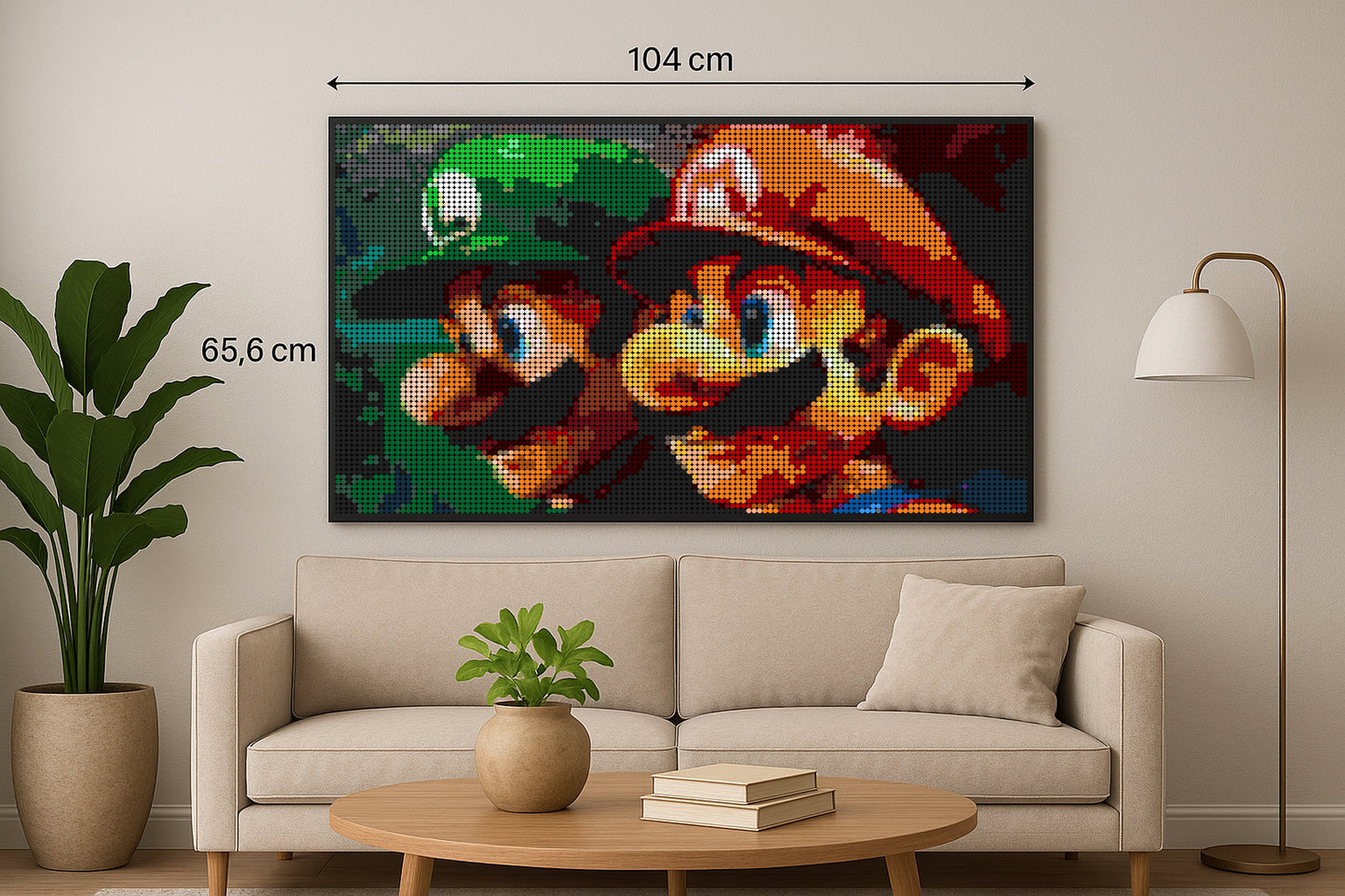 Mario et Luigi - XXL – 10 240 pièces  - 65,6 × 104 cm -  Art Mural - compatible LEGO®