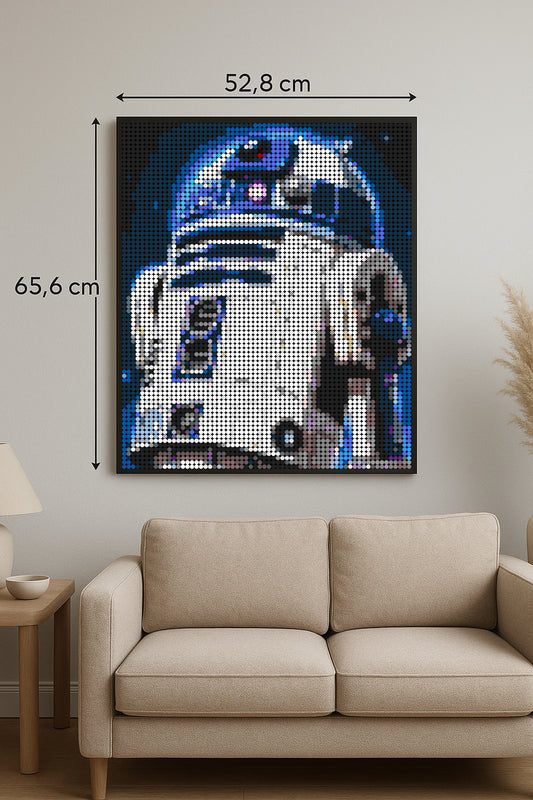 R2-D2 Bleu – 5 120 pièces  - 52,8 × 65,6 cm -  Art Mural - compatible LEGO®