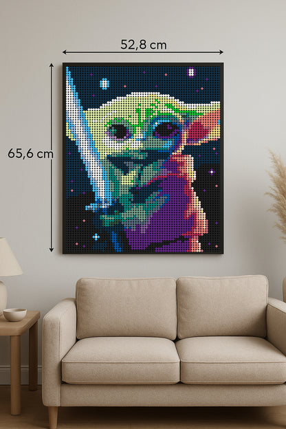 Grogu Bleu – 5 120 pièces  - 52,8 × 65,6 cm -  Art Mural - compatible LEGO®