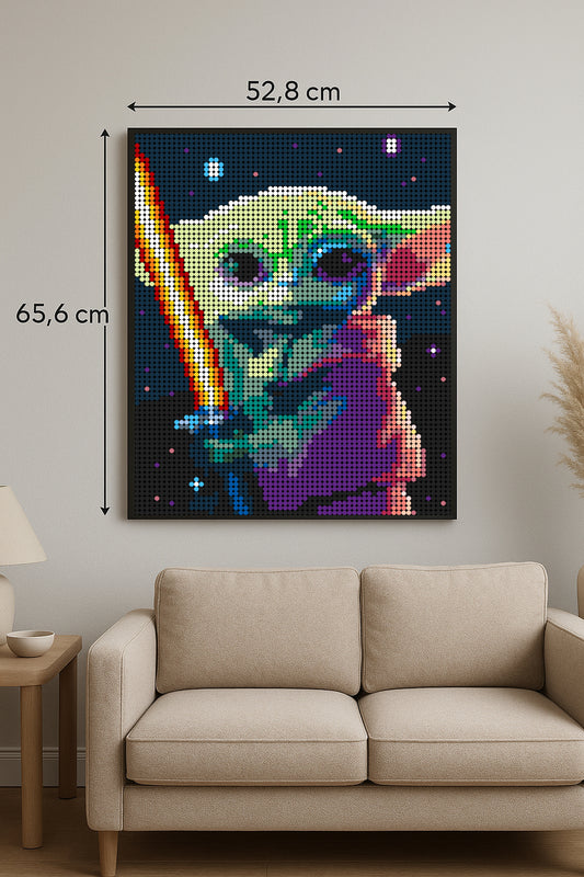 Grogu Jaune – 5 120 pièces  - 52,8 × 65,6 cm -  Art Mural - compatible LEGO®