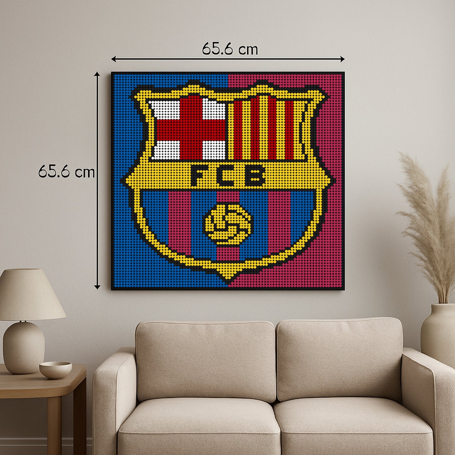 FC BARCELONE - Foot – 6 400 pièces  - 65,6 × 65,6 cm -  Art Mural - compatible LEGO®