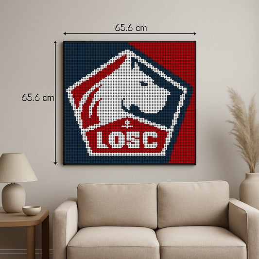 LOSC Lille Club Foot - 6400 pièces à assembler - 65,6 cm x 65,6 cm - Art Mural compatible LEGO®