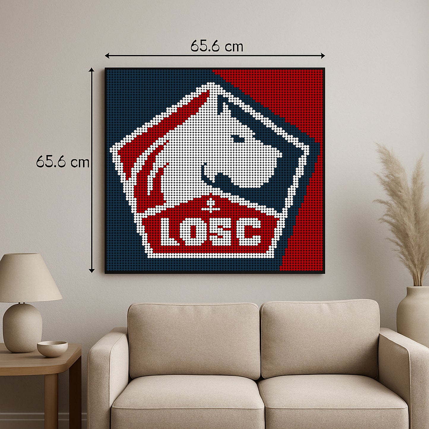 LOSC Lille - Foot – 6 400 pièces  - 65,6 × 65,6 cm -  Art Mural - compatible LEGO®