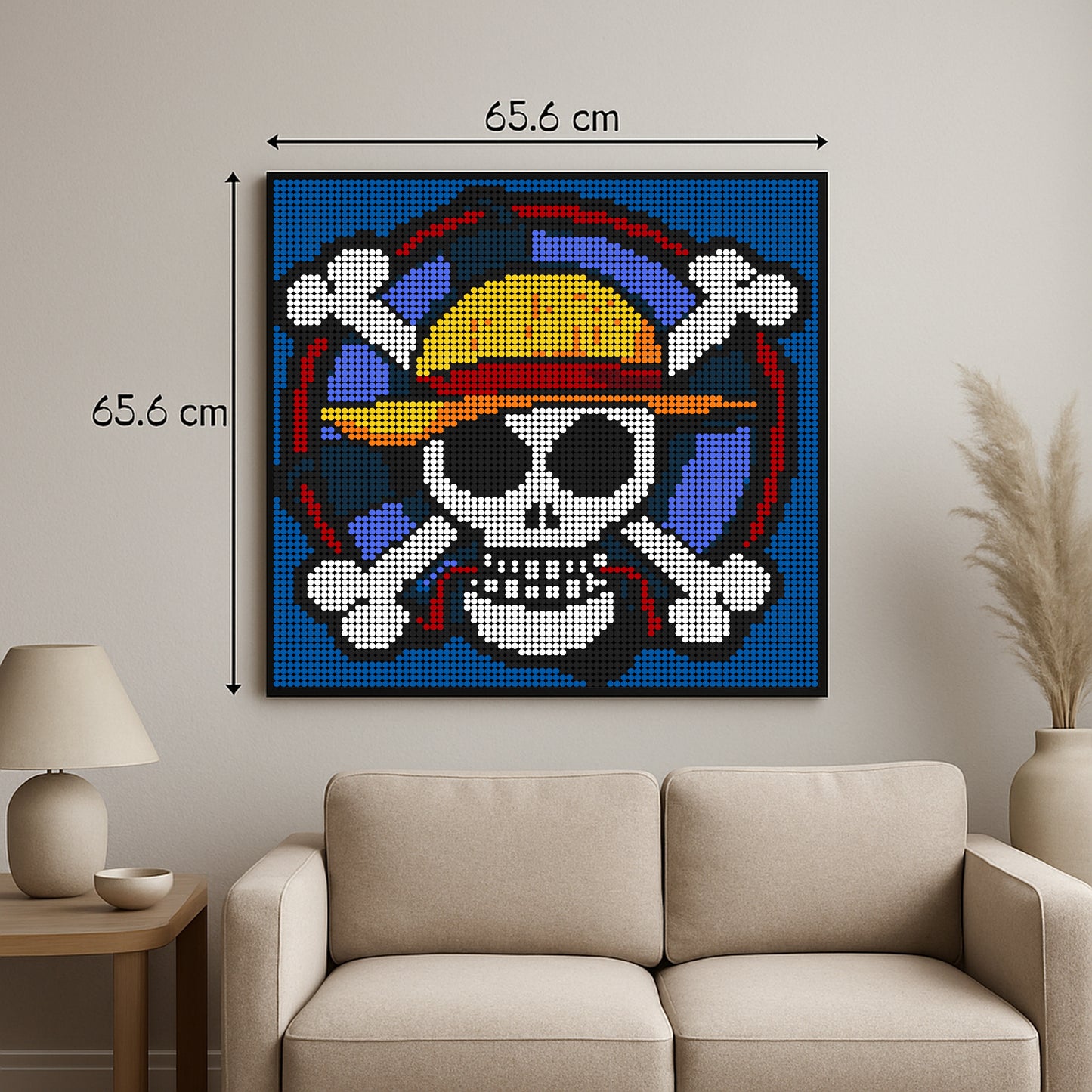 Le Jolly Roger de Luffy - One piece – 6 400 pièces  - 65,6 × 65,6 cm -  Art Mural - compatible LEGO®