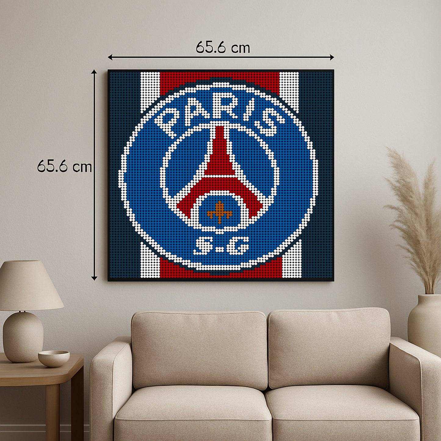 PSG Paris - Foot – 6 400 pièces  - 65,6 × 65,6 cm -  Art Mural - compatible LEGO®