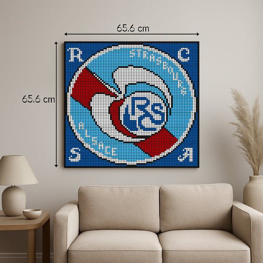 RCS A Strasbourg - Foot – 6 400 pièces  - 65,6 × 65,6 cm -  Art Mural - compatible LEGO®