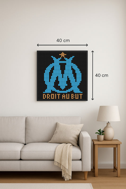 Olympique de Marseille OM - Foot – 2 304 pièces  - 40 × 40 cm -  Art Mural - compatible LEGO®