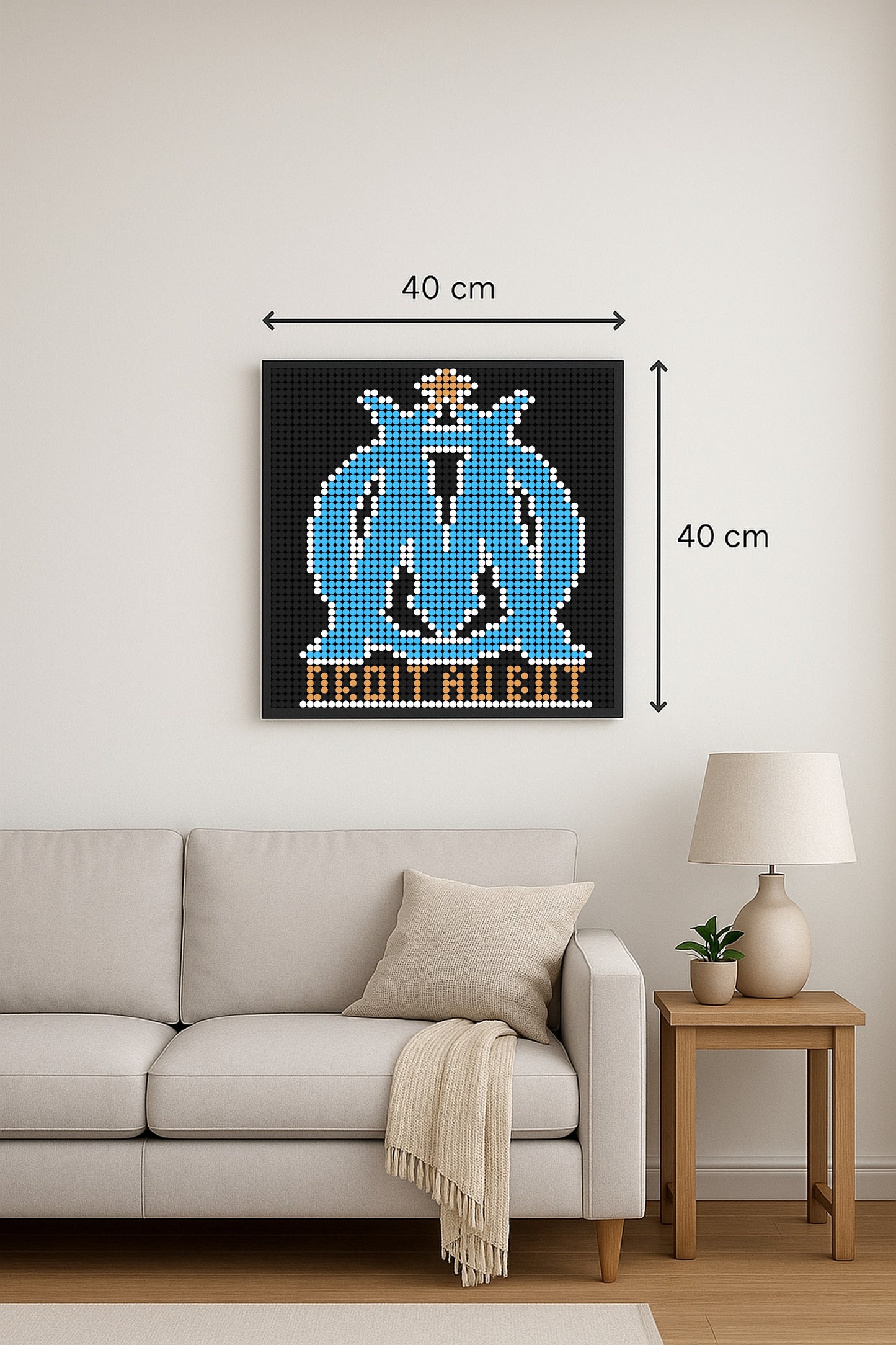 Olympique de Marseille OM - Foot – 2 304 pièces  - 40 × 40 cm -  Art Mural - compatible LEGO®