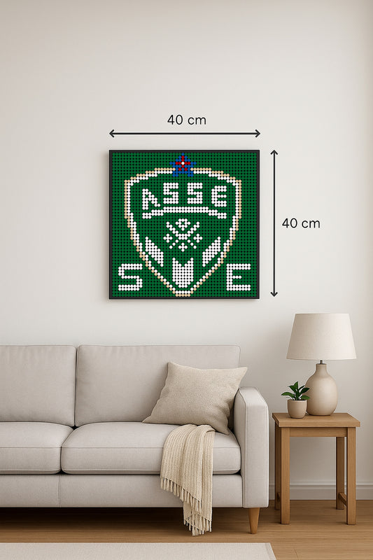 AS Saint Etienne - Foot – 2 304 pièces  - 40 × 40 cm -  Art Mural - compatible LEGO®