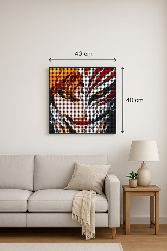 Ichigo mi-hollow - Bleach – 2 304 pièces  - 40 × 40 cm -  Art Mural - compatible LEGO®