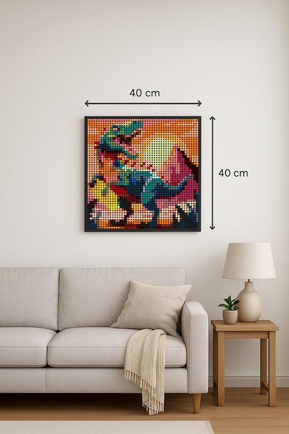 Dinosaure – 2 304 pièces  - 40 × 40 cm -  Art Mural - compatible LEGO®