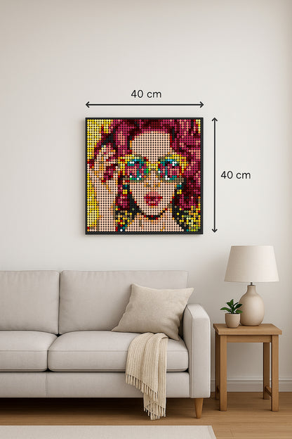 Femme Pop Art – 2 304 pièces  - 40 × 40 cm -  Art Mural - compatible LEGO®