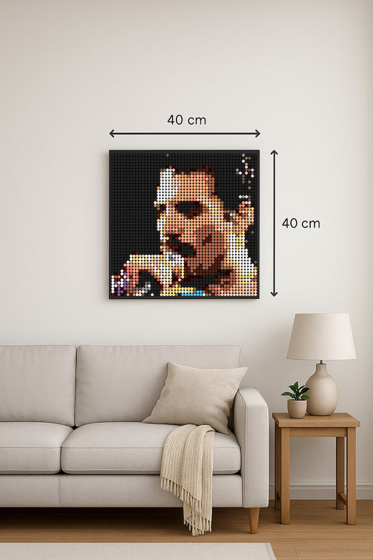 Freddie Mercury – 2 304 pièces  - 40 × 40 cm -  Art Mural - compatible LEGO®