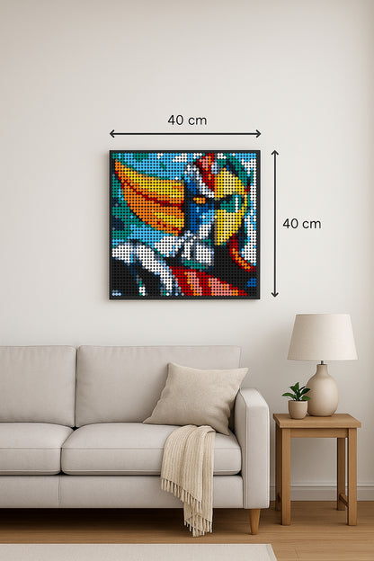 Goldorak – 2 304 pièces  - 40 × 40 cm -  Art Mural - compatible LEGO®