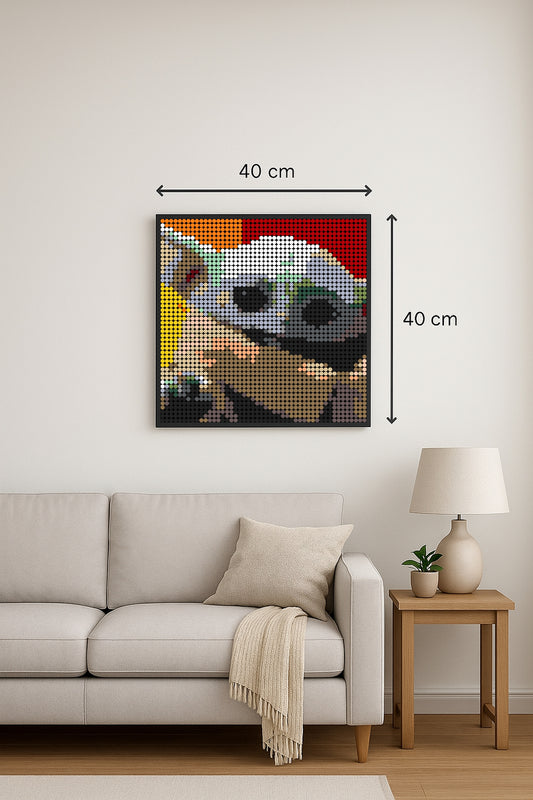 Grogu fond rouge – 2 304 pièces  - 40 × 40 cm -  Art Mural - compatible LEGO®