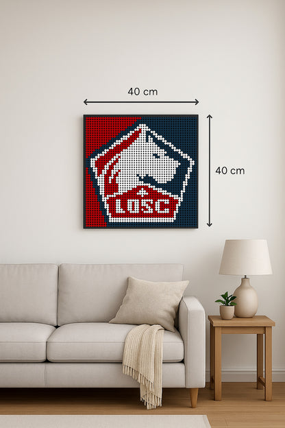 LOSC Lille - Foot – 2 304 pièces  - 40 × 40 cm -  Art Mural - compatible LEGO®