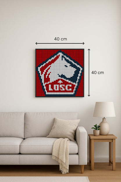 LOSC Lille - Foot – 2 304 pièces  - 40 × 40 cm -  Art Mural - compatible LEGO®
