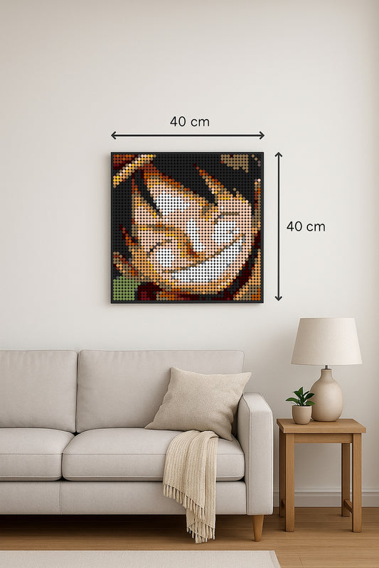 Luffy sourire - One piece – 2 304 pièces  - 40 × 40 cm -  Art Mural - compatible LEGO®