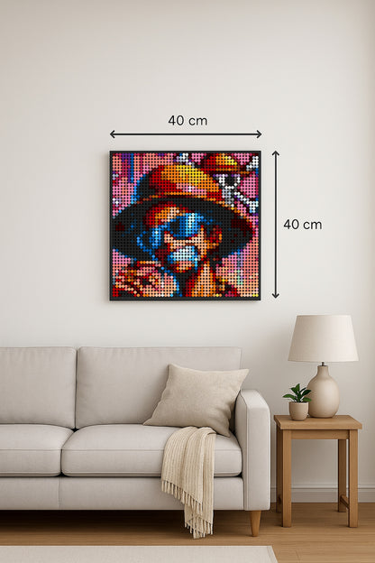 Luffy Pop Art - One piece – 2 304 pièces  - 40 × 40 cm -  Art Mural - compatible LEGO®