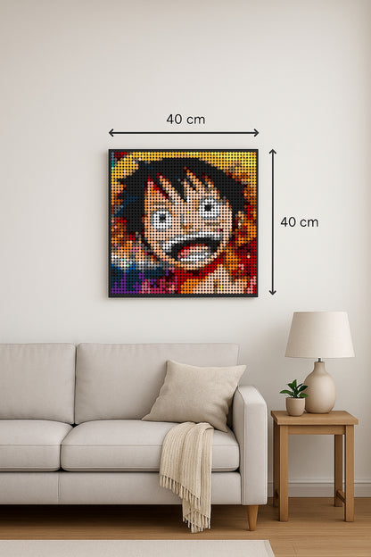 Luffy  - One piece – 2 304 pièces  - 40 × 40 cm -  Art Mural - compatible LEGO®