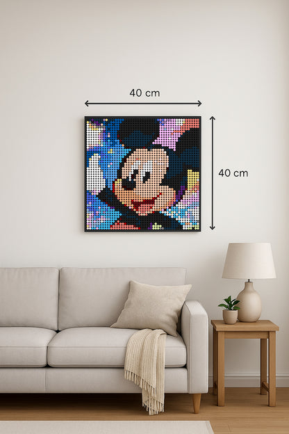 Mickey fond B/R – 2 304 pièces  - 40 × 40 cm -  Art Mural - compatible LEGO®