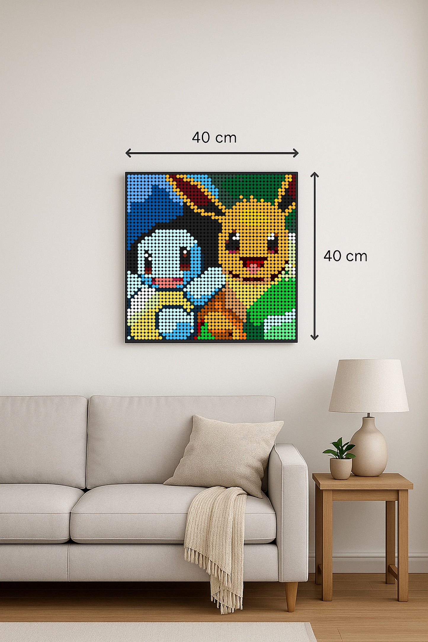 Carapuce et Évoli - Pokémon – 2 304 pièces  - 40 × 40 cm -  Art Mural - compatible LEGO®