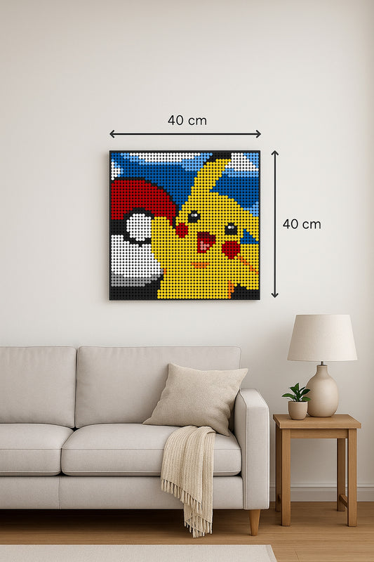 Pikachu - Pokémon – 2 304 pièces  - 40 × 40 cm -  Art Mural - compatible LEGO®