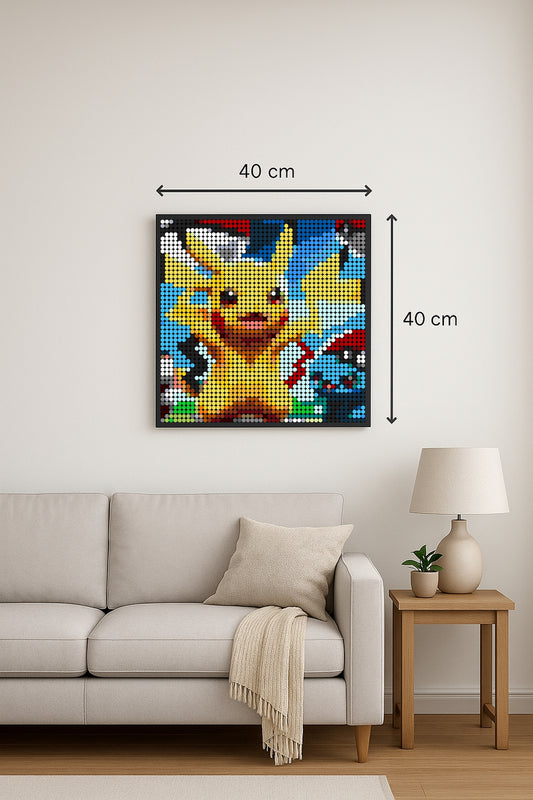 Pikachu - Pokémon – 2 304 pièces  - 40 × 40 cm -  Art Mural - compatible LEGO®