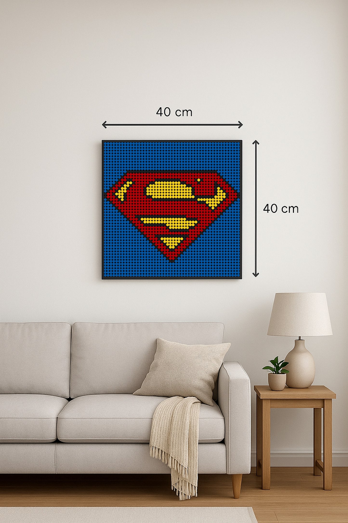 Superman - Logo – 2 304 pièces  - 40 × 40 cm -  Art Mural - compatible LEGO®